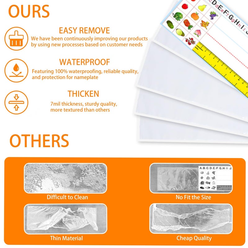 Jolbndcv 40 PCS Nameplate Pocket,13.5 x 4.7 Inch Adhesive Desk Nameplates Name Tag Pocket Clear Desk Name Tag Sleeves for Classroom (Thickness:7 mils) - Image 3